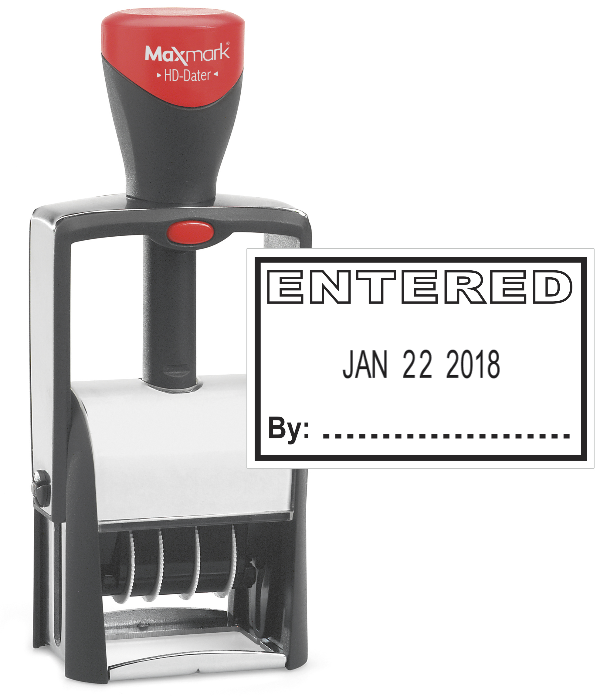 Heavy Duty Date Stamp with "ENTERED" Self Inking Stamp - BLACK Ink