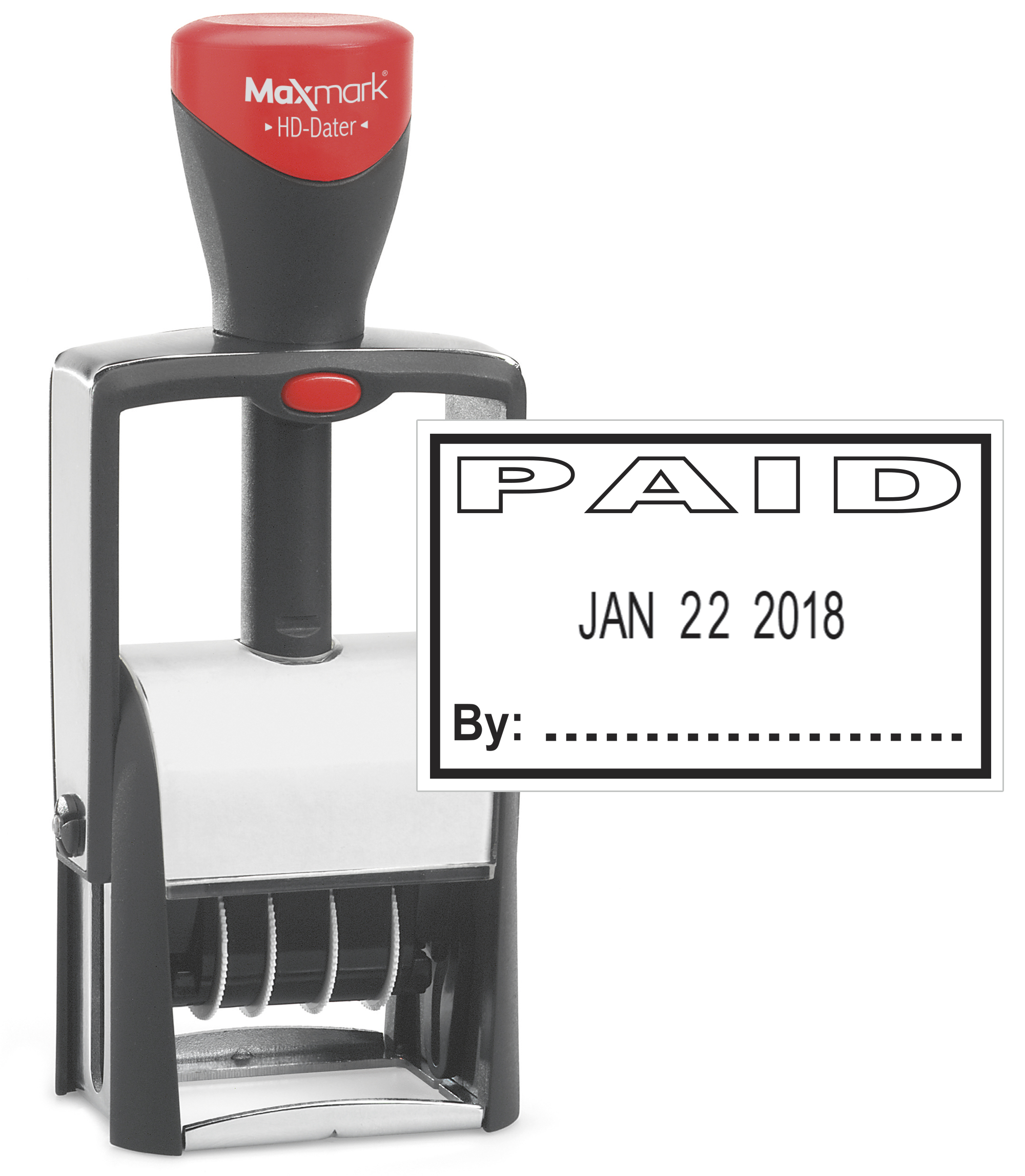 Heavy Duty Date Stamp with "PAID" Self Inking Stamp - BLACK Ink