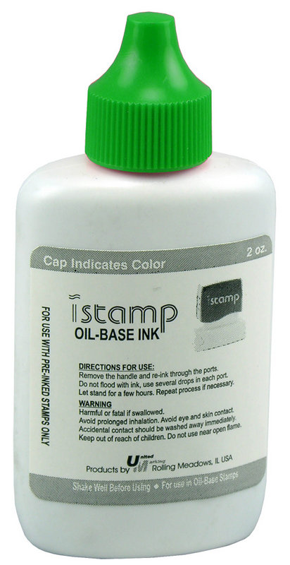 Ink for Pre-Inked Stamps, Green, 2oz.