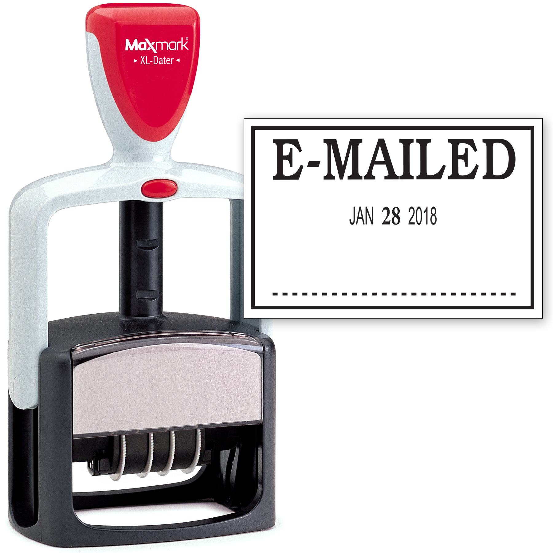 2000 PLUS Heavy Duty Style 2-Color Date Stamp with E-MAILED self inking stamp - Black Ink