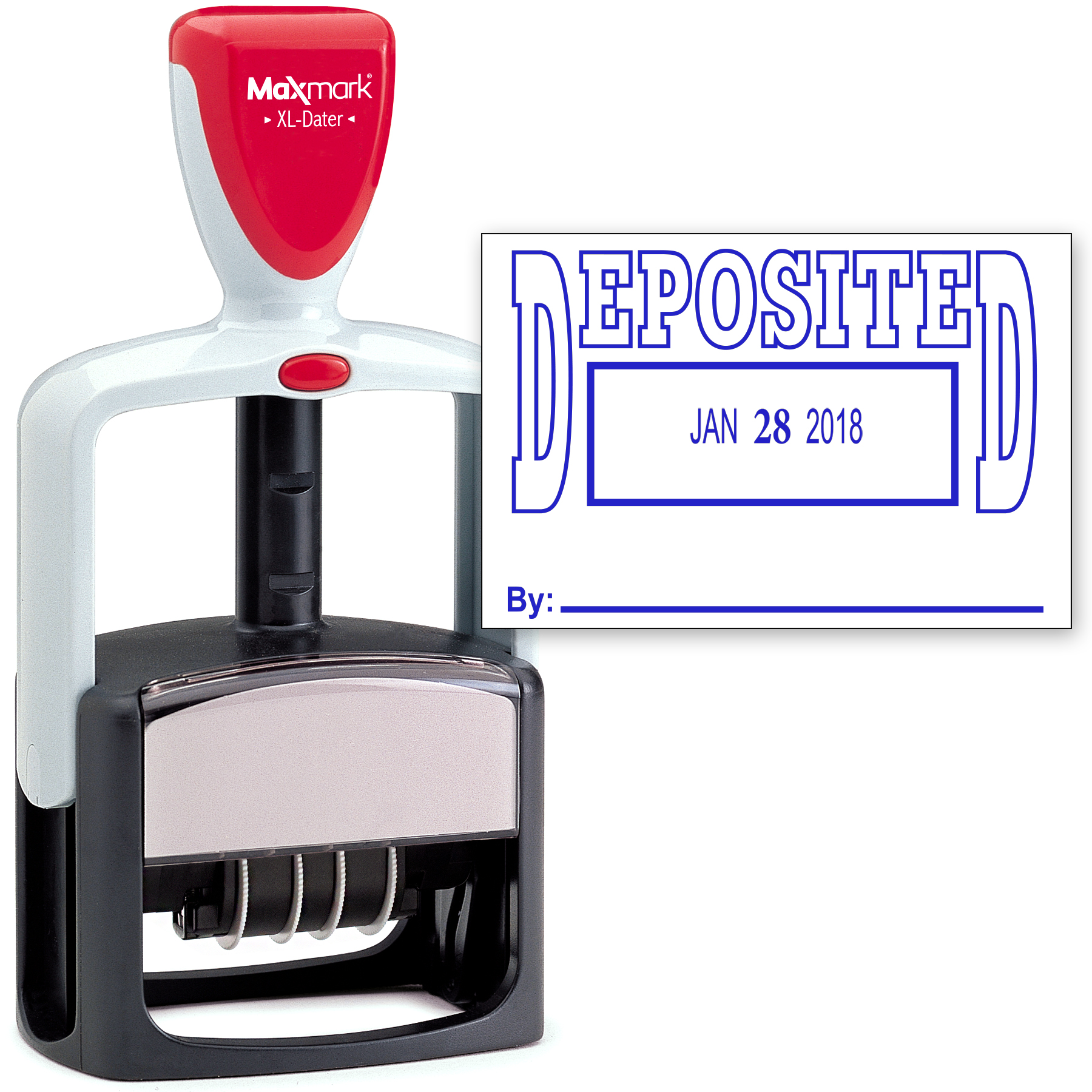 2000 PLUS Heavy Duty Style 2-Color Date Stamp with DEPOSITED self inking stamp - Blue Ink