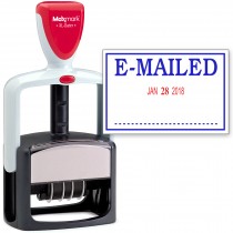 2000 PLUS Heavy Duty Style 2-Color Date Stamp with E-MAILED self inking stamp - Blue/Red Ink