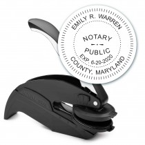 Notary Seal Round Embosser for Maryland State - Includes Gold Burst Seal Labels (42 count)	