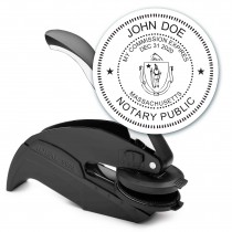 Notary Seal Round Embosser for Massachusetts State - Includes Gold Burst Seal Labels (42 count)	
