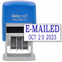 MaxMark Self-Inking Rubber Date Office Stamp with E-MAILED Phrase & Date - BLUE INK (Max Dater II), 12-Year Band