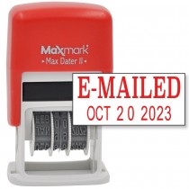 MaxMark Self-Inking Rubber Date Office Stamp with E-MAILED Phrase & Date - RED INK (Max Dater II), 12-Year Band