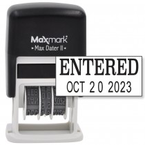 MaxMark Self-Inking Rubber Date Office Stamp with ENTERED Phrase & Date - BLACK INK (Max Dater II), 12-Year Band