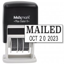 MaxMark Self-Inking Rubber Date Office Stamp with MAILED Phrase & Date - BLACK INK (Max Dater II), 12-Year Band
