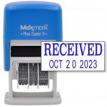 MaxMark Self-Inking Rubber Date Office Stamp with RECEIVED Phrase & Date - BLUE INK (Max Dater II), 12-Year Band