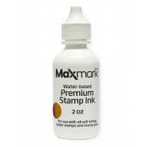 MaxMark Premium Refill Ink for self inking stamps and stamp pads, Brown Color - 2 oz.