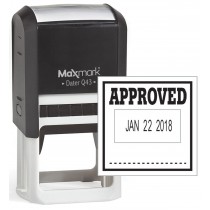 MaxMark Q43 (Large Size) Date Stamp with "APPROVED" Self Inking Stamp - Black Ink