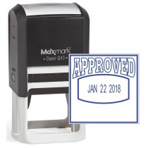 MaxMark Q43 (Large Size) Date Stamp with "APPROVED" Self Inking Stamp - Blue Ink