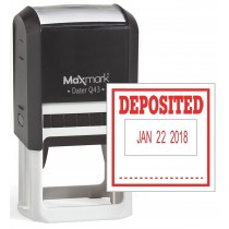 MaxMark Q43 (Large Size) Date Stamp with "DEPOSITED" Self Inking Stamp - Red Ink