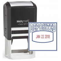 MaxMark Q43 (Large Size) Date Stamp with "DEPOSITED" Self Inking Stamp - Blue/Red Ink