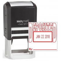 MaxMark Q43 (Large Size) Date Stamp with "DEPOSITED" Self Inking Stamp - Red Ink