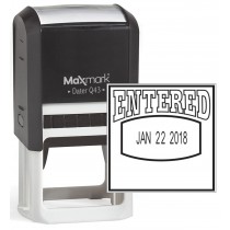 MaxMark Q43 (Large Size) Date Stamp with "ENTERED" Self Inking Stamp - Black Ink