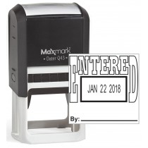 MaxMark Q43 (Large Size) Date Stamp with "ENTERED" Self Inking Stamp - Black Ink