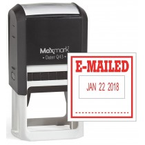 MaxMark Q43 (Large Size) Date Stamp with "E-MAILED" Self Inking Stamp - Red Ink