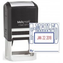 MaxMark Q43 (Large Size) Date Stamp with "E-MAILED" Self Inking Stamp - Blue/Red Ink
