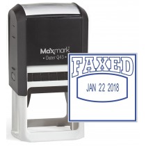 MaxMark Q43 (Large Size) Date Stamp with "FAXED" Self Inking Stamp - Blue Ink