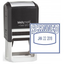 MaxMark Q43 (Large Size) Date Stamp with "SCANNED" Self Inking Stamp - Blue Ink