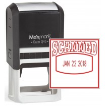 MaxMark Q43 (Large Size) Date Stamp with "SCANNED" Self Inking Stamp - Red Ink