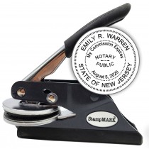 Notary Seal Round Embosser for New Jersey State - Includes Gold Burst Seal Labels (42 count)