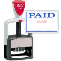 2000 PLUS Heavy Duty Style 2-Color Date Stamp with PAID self inking stamp - Blue/Red Ink