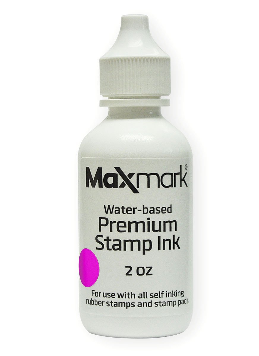 MaxMark Premium Refill Ink for self inking stamps and stamp pads, Pink Color - 2 oz.
