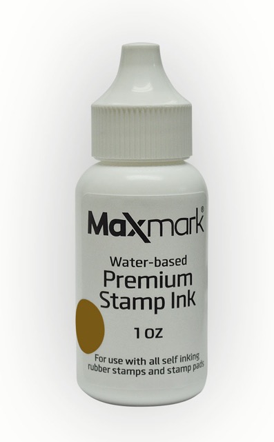 MaxMark Premium Refill Ink for self inking stamps and stamp pads, Brown Color - 1 oz.
