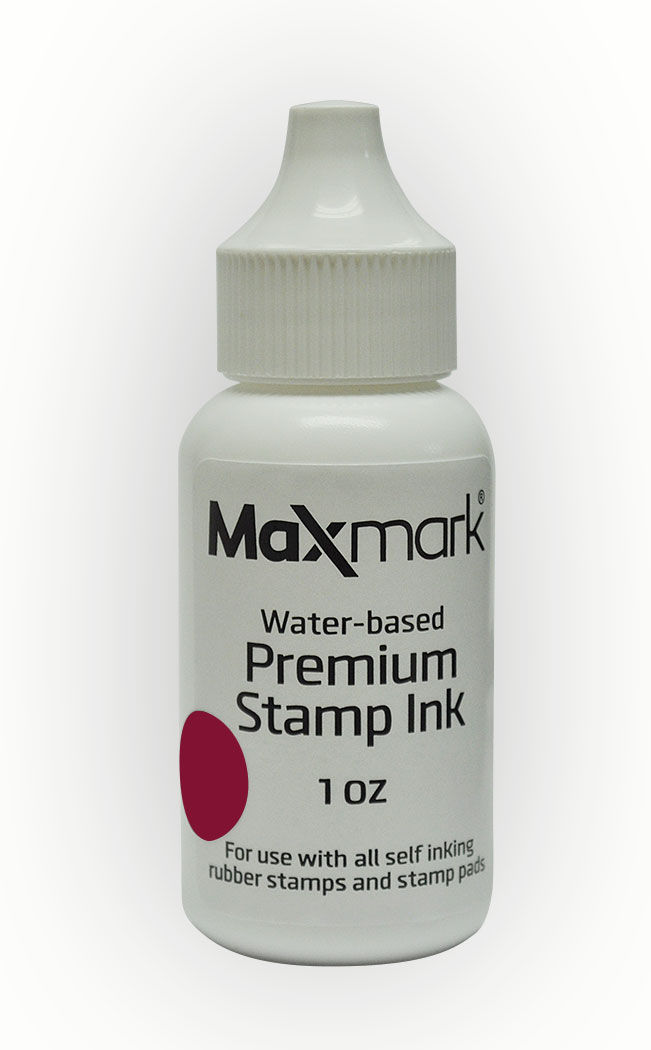 MaxMark Premium Refill Ink for self inking stamps and stamp pads, Crimson Red Color - 1 oz.