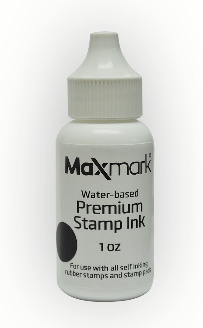 MaxMark Premium Refill Ink for self inking stamps and stamp pads, Black Color - 1 oz.