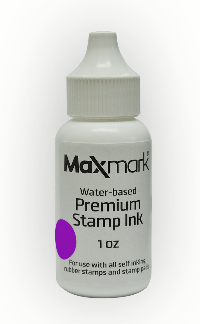 MaxMark Premium Refill Ink for self inking stamps and stamp pads, Purple Color - 1 oz.