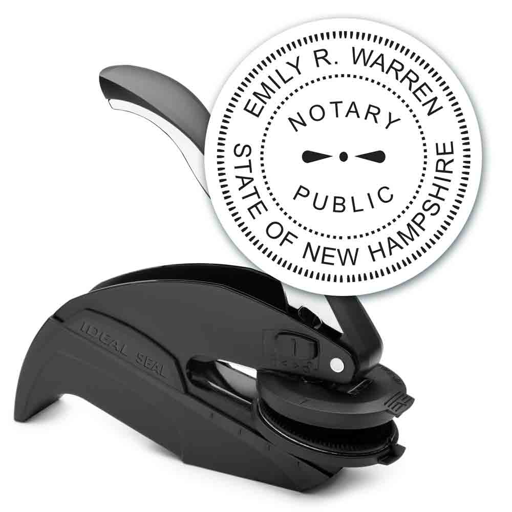 Notary Seal Round Embosser for New Hampshire State - Includes Gold Burst Seal Labels (42 count)