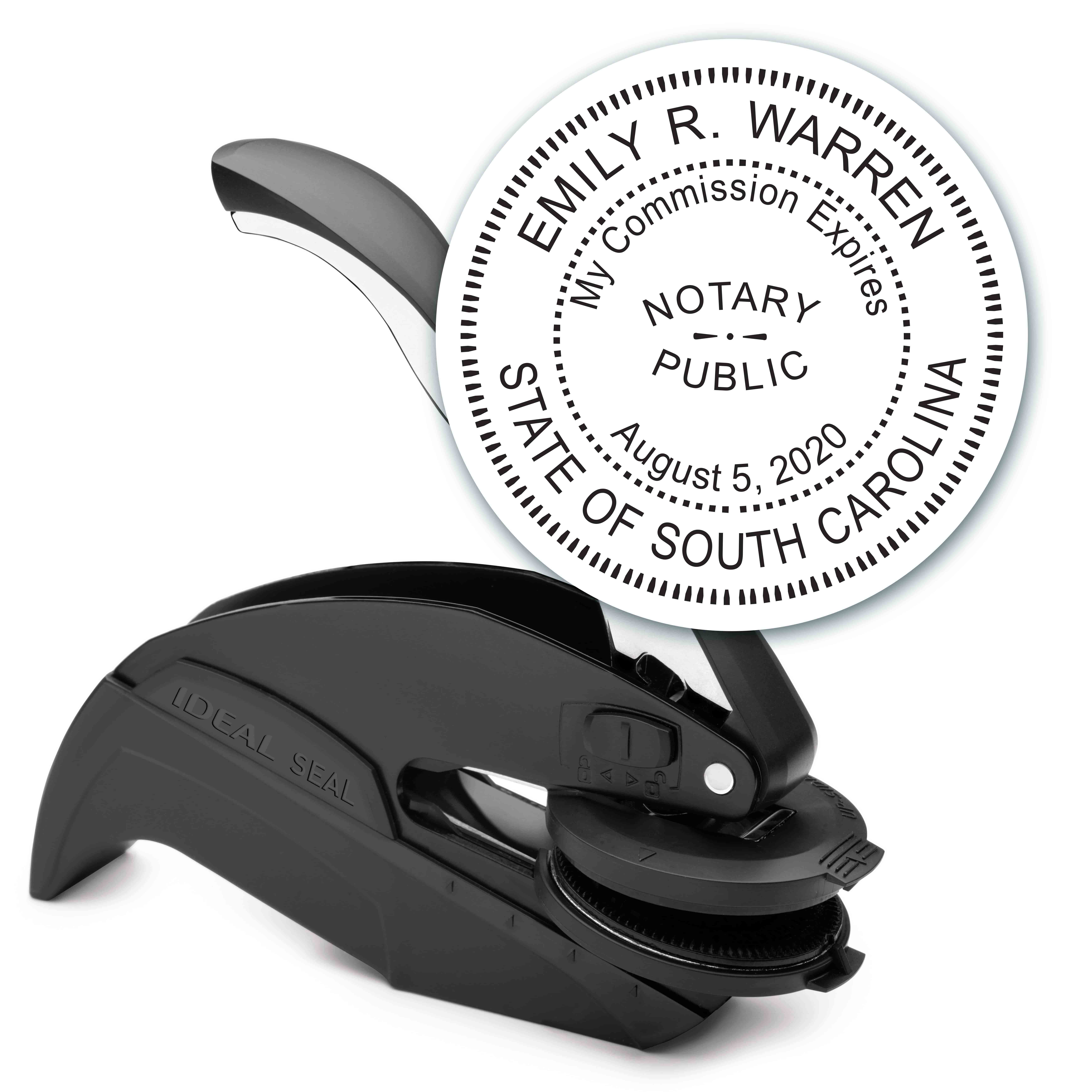 Notary Seal Round Embosser for South Carolina State - Includes Gold Burst Seal Labels (42 count)	