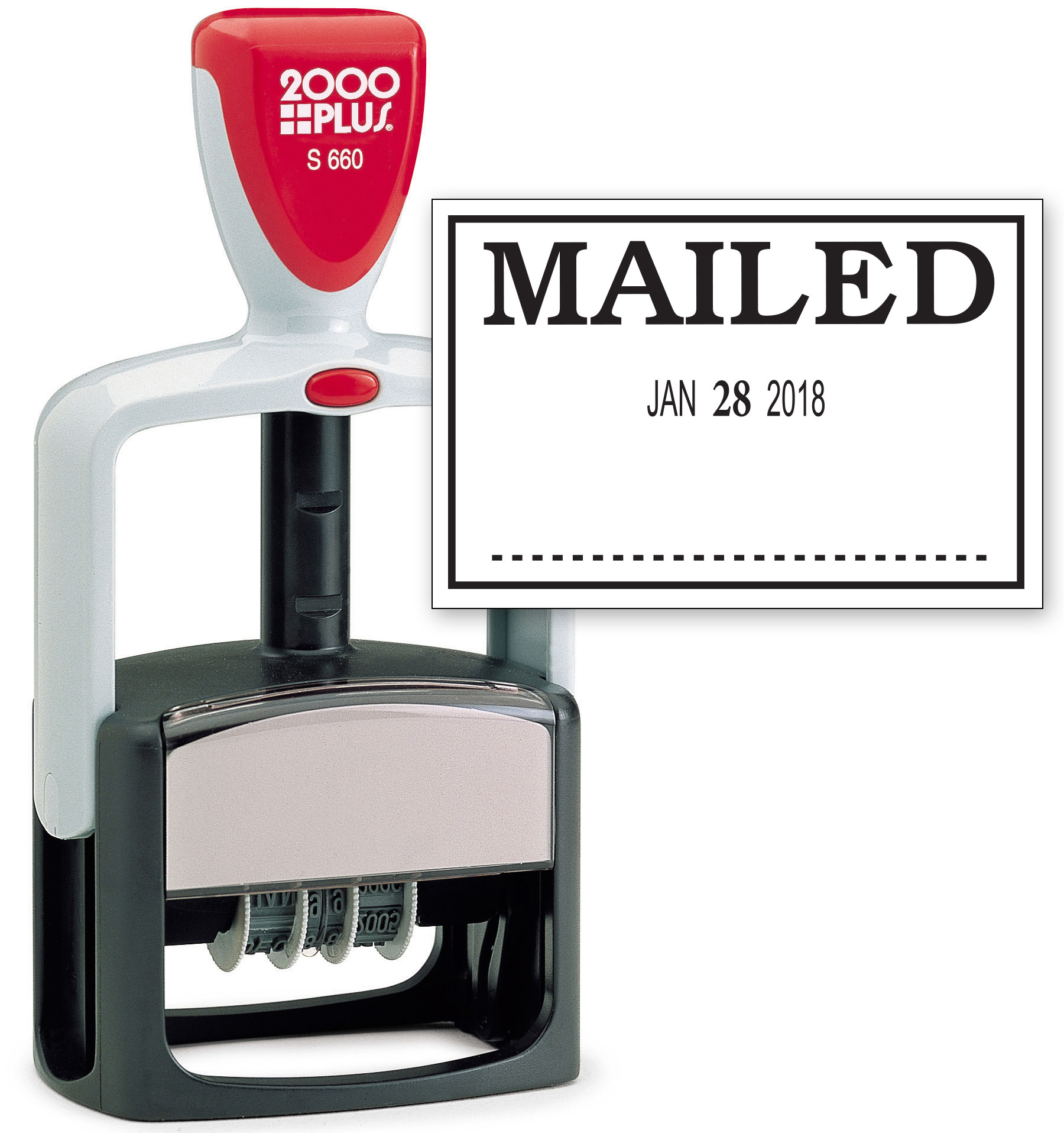 2000 PLUS Heavy Duty Style 2-Color Date Stamp with MAILED self inking stamp - BLACK Ink